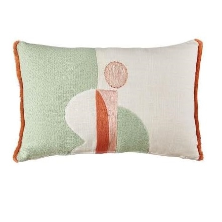L'oca Nera Cotton cushion with embroidery and applications 30x45 cod.1C180